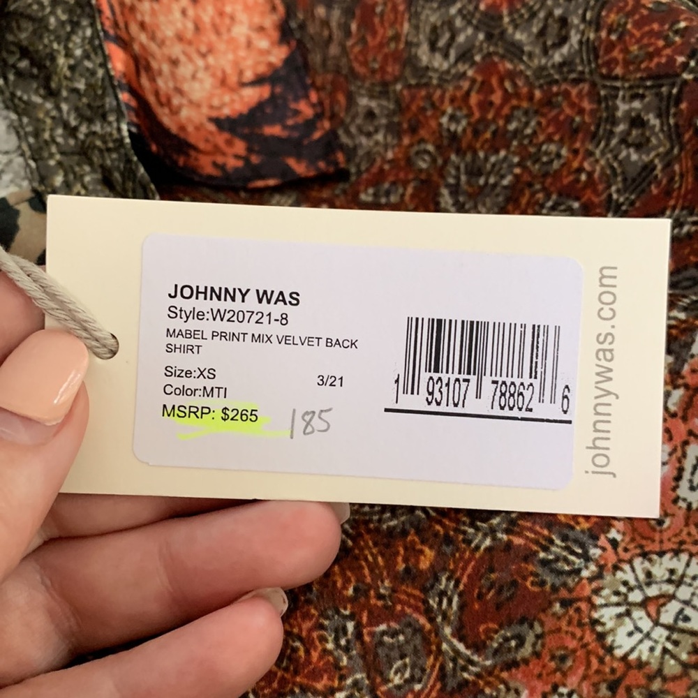 Johnny Was Patchwork Shirt - Velvet/Silk - Picture 10 of 11